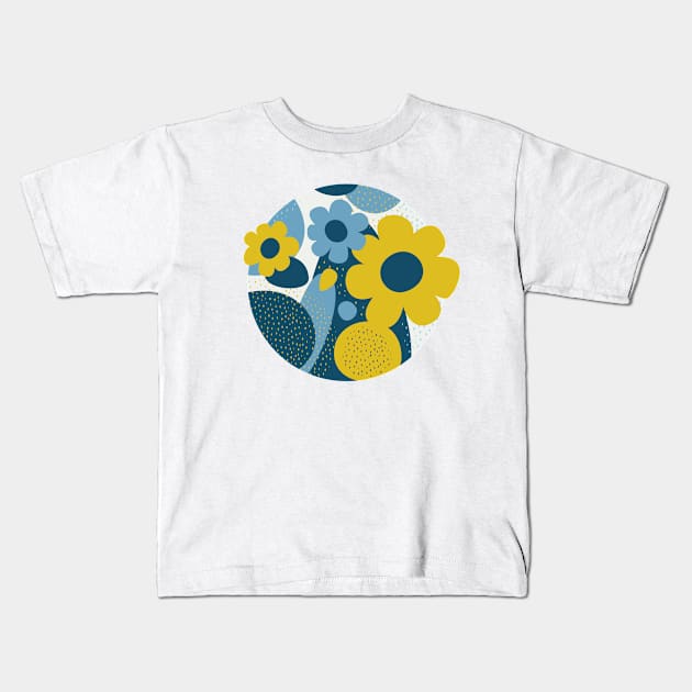 Flores Abstractas Retro Kids T-Shirt by soniapascual